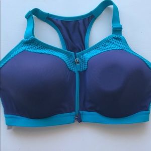 Wacoal Blue Racerback Zipper Front Sports Bra